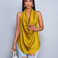 Deep v neck backless halter straps top in yellow