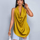 Deep v neck backless halter straps top in yellow