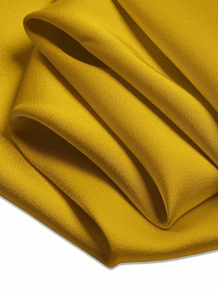 Deep v neck backless halter straps top in yellow