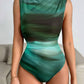 Essnce ombre pleated waist cinched bodysuit in green