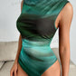 Essnce ombre pleated waist cinched bodysuit in green