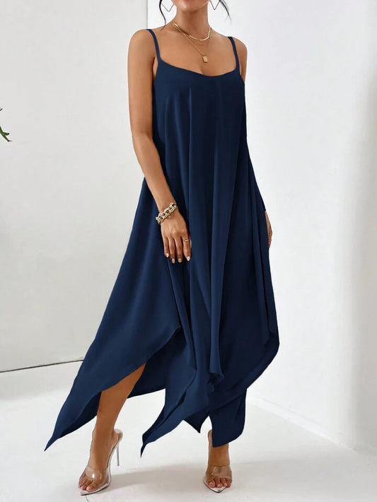 Essnce solid hanky hem cami dress in blue