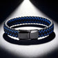 Titanium steel braided leather wristband