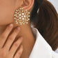 Faux pearl & rhinestone décor stud earrings in gold