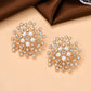 Faux pearl & rhinestone décor stud earrings in gold