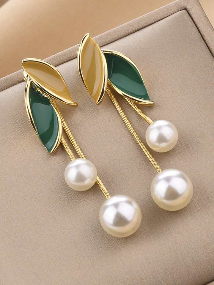 Faux pearl drop earrings in multi
