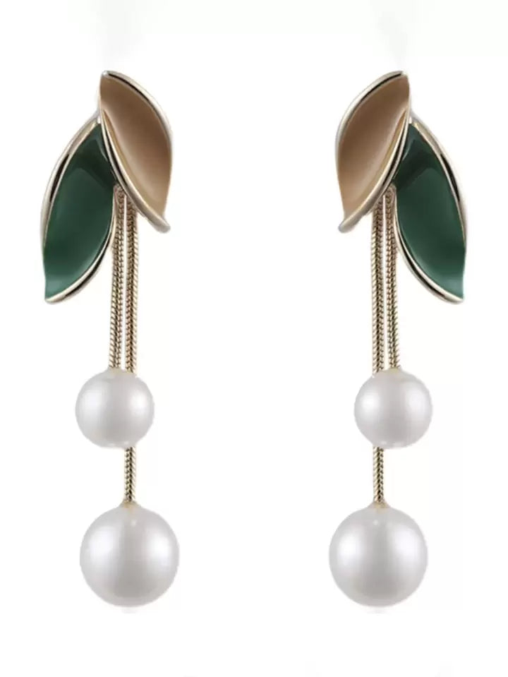 Faux pearl drop earrings in multi