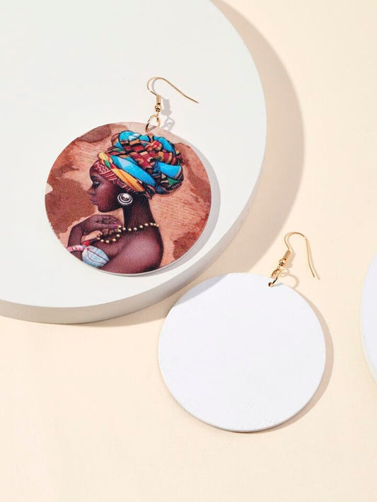 Figure graphic round drop earrings in multi