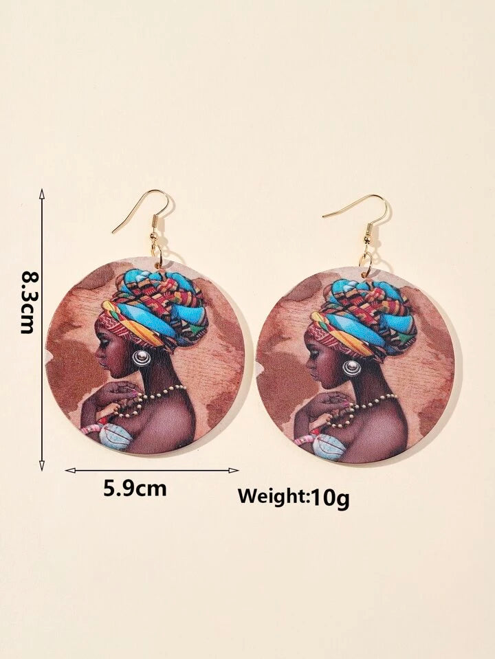 Figure graphic round drop earrings in multi