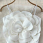 Floral decor spaghetti strap top in white