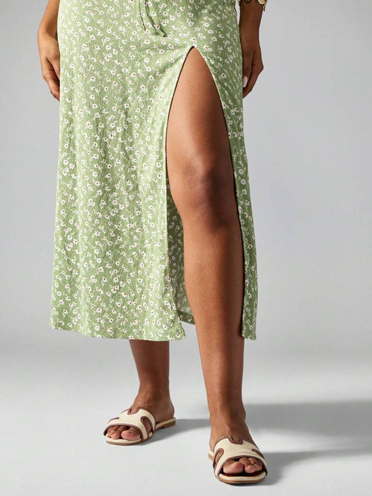 Floral print bustier midi in multi