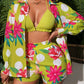 Floral printed long sleeve top & short set in multi