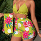 Floral printed long sleeve top & short set in multi