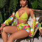 Floral printed long sleeve top & short set in multi