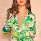 Floral printed shirt dress in green