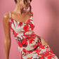 Floral print plisse strappy maxi dress in nude