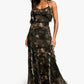 Floral ruffle printed mesh in green