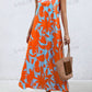 Floral v-neck a-line dress in orange