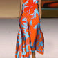 Floral v-neck a-line dress in orange