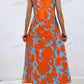 Floral v-neck a-line dress in orange