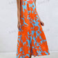 Floral v-neck a-line dress in orange