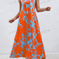 Floral v-neck a-line dress in orange