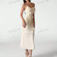 Flower decorated slip dress in apricot