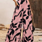 Geometric print high waist loose pants in pink