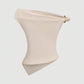 Gold decor twist asymmetric top in nude