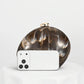 Gold pu ripple design box-shaped clutch in brown