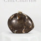 Gold pu ripple design box-shaped clutch in brown