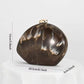 Gold pu ripple design box-shaped clutch in brown