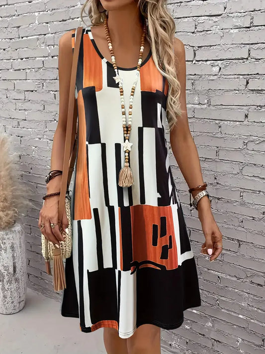 Gradient contrast sleeveless dress in nude