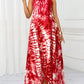 Gradient lace splicing long dress in red