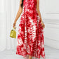Gradient lace splicing long dress in red