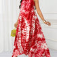 Gradient lace splicing long dress in red