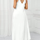 Gradient lace splicing long dress in white
