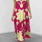 Graphic print neckline hidden pocket maxi in hot pink