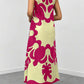 Graphic print neckline hidden pocket maxi in hot pink