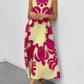 Graphic print neckline hidden pocket maxi in hot pink
