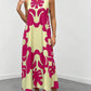 Graphic print neckline hidden pocket maxi in hot pink