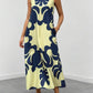Graphic print neckline hidden pocket maxi in multi
