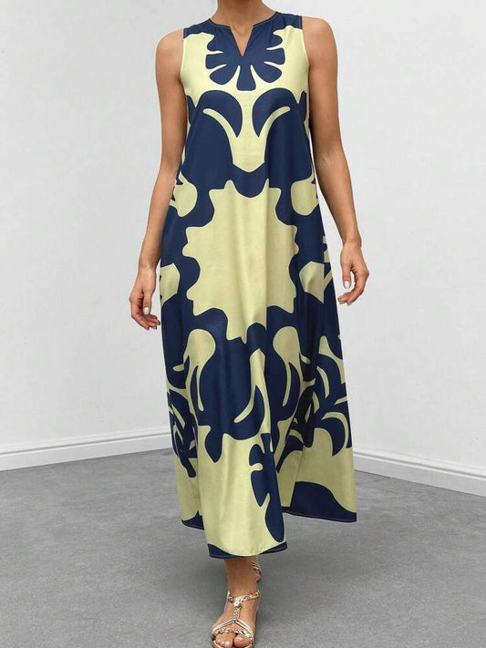 Graphic print neckline hidden pocket maxi in multi