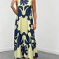 Graphic print neckline hidden pocket maxi in multi
