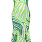 green satin zebra print maxi dress