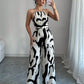 Halterneck ruched jumpsuit in multi
