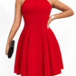 Halter neck sleeveless dress in red