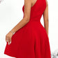 Halter neck sleeveless dress in red