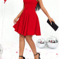 Halter neck sleeveless dress in red