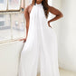 Halterneck wide leg jumpsuit in white